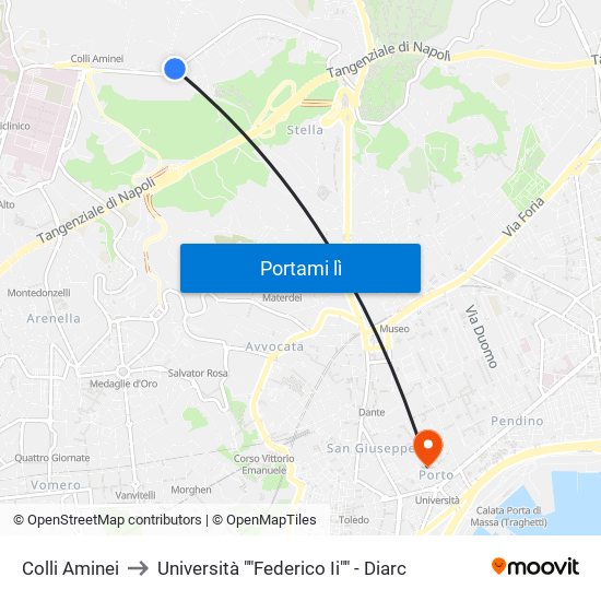 Colli Aminei to Università ""Federico Ii"" - Diarc map