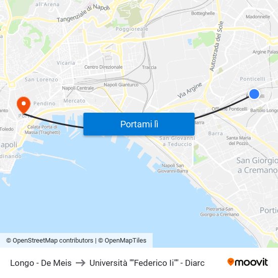 Longo - De Meis to Università ""Federico Ii"" - Diarc map