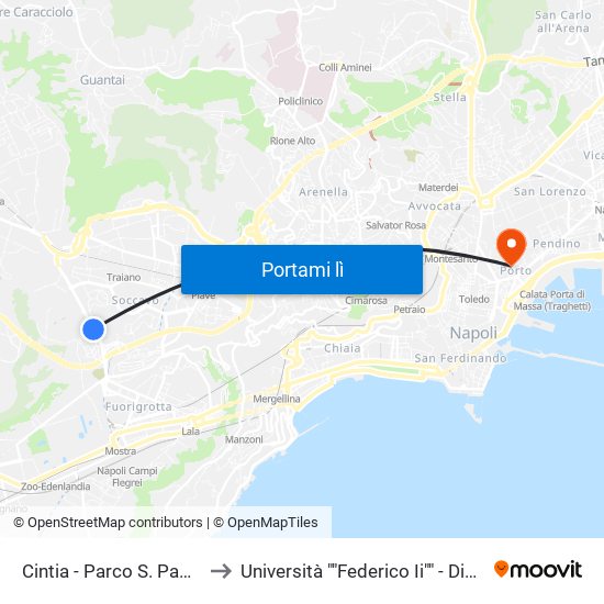 Cintia - Parco S. Paolo to Università ""Federico Ii"" - Diarc map