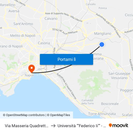 Via Masseria Quadretta, 25 to Università ""Federico Ii"" - Diarc map
