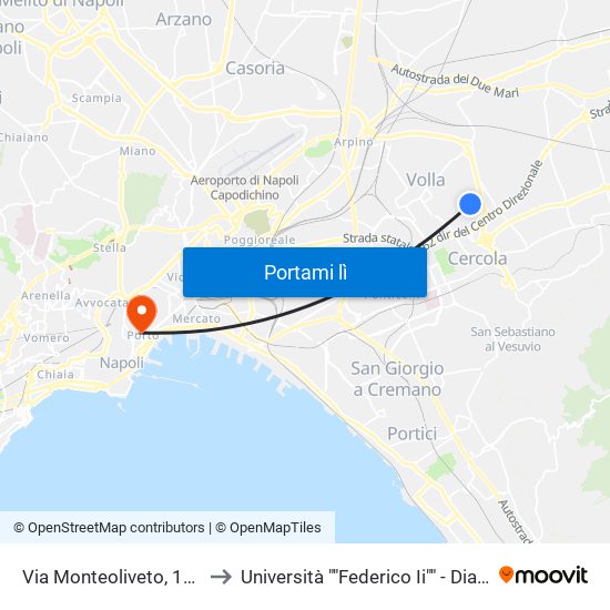 Via Monteoliveto, 163 to Università ""Federico Ii"" - Diarc map