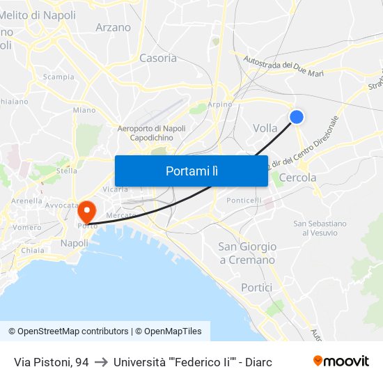 Via Pistoni, 94 to Università ""Federico Ii"" - Diarc map