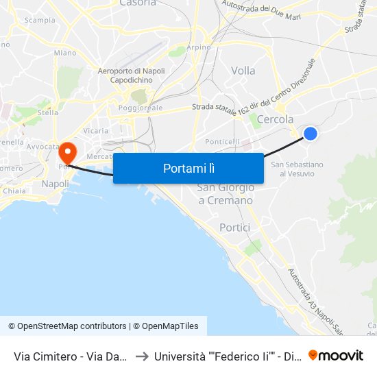 Via Cimitero - Via Dante to Università ""Federico Ii"" - Diarc map