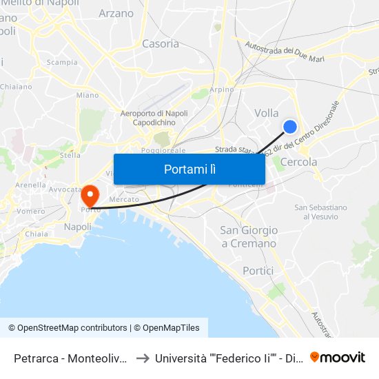 Petrarca - Monteoliveto to Università ""Federico Ii"" - Diarc map