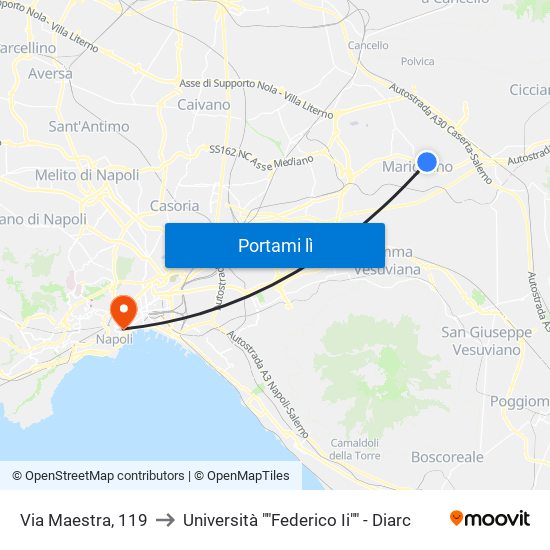 Via Maestra, 119 to Università ""Federico Ii"" - Diarc map