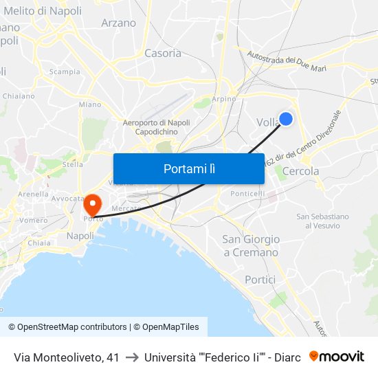 Via Monteoliveto, 41 to Università ""Federico Ii"" - Diarc map