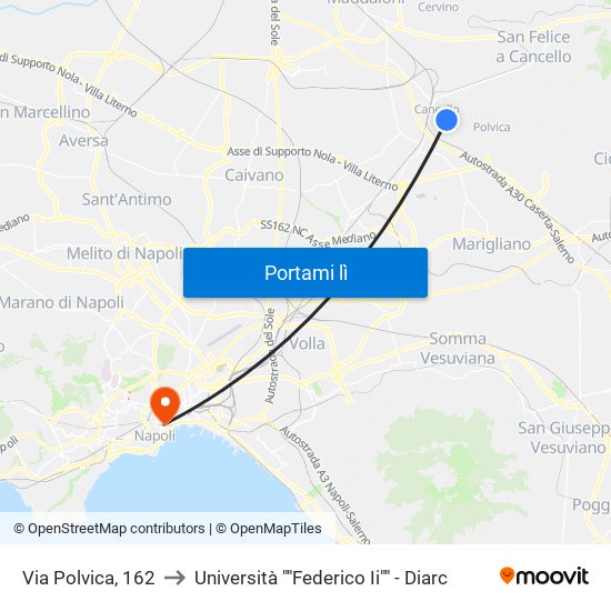 Via Polvica, 162 to Università ""Federico Ii"" - Diarc map