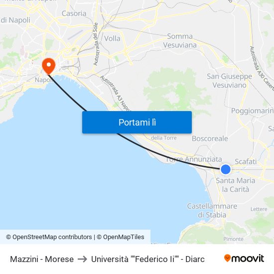 Mazzini - Morese to Università ""Federico Ii"" - Diarc map