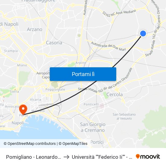 Pomigliano - Leonardo Spa to Università ""Federico Ii"" - Diarc map