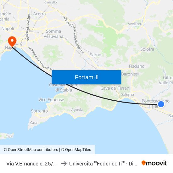 Via V.Emanuele, 25/27 to Università ""Federico Ii"" - Diarc map