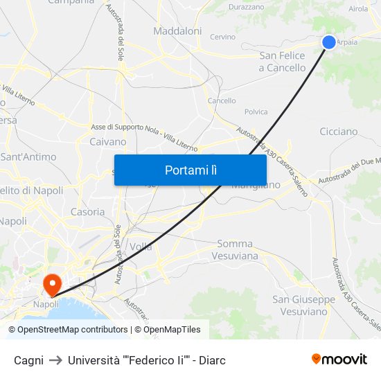 Cagni to Università ""Federico Ii"" - Diarc map