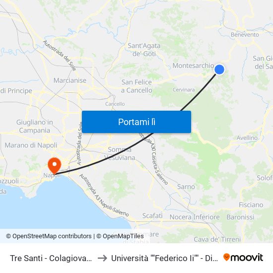 Tre Santi - Colagiovanni to Università ""Federico Ii"" - Diarc map