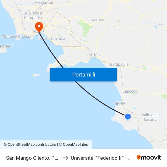 San Mango Cilento, Poste to Università ""Federico Ii"" - Diarc map