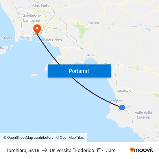 Torchiara, Ss18 to Università ""Federico Ii"" - Diarc map