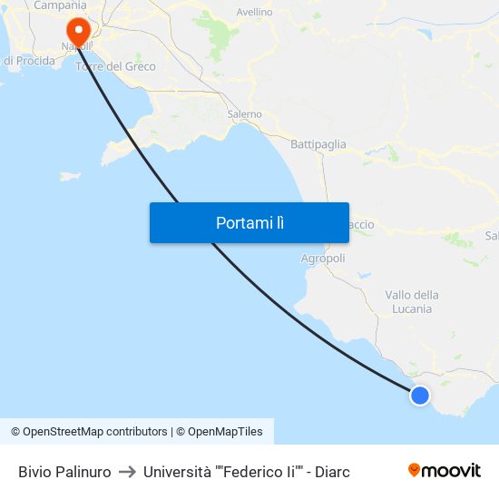 Bivio Palinuro to Università ""Federico Ii"" - Diarc map