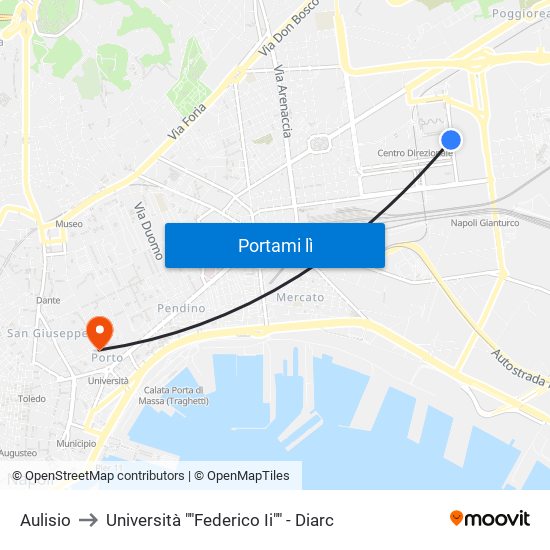 Aulisio to Università ""Federico Ii"" - Diarc map