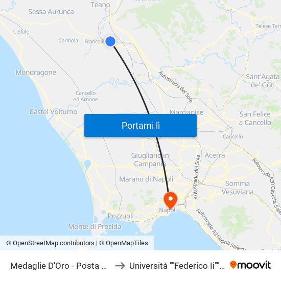 Medaglie D'Oro - Posta Vecchia to Università ""Federico Ii"" - Diarc map