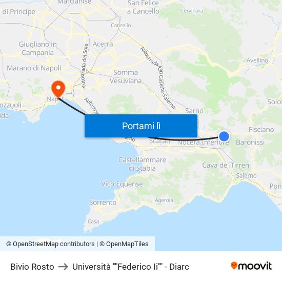 Bivio Rosto to Università ""Federico Ii"" - Diarc map