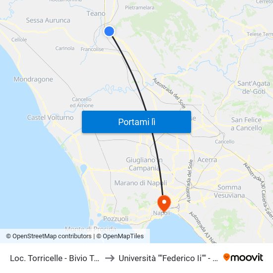 Loc. Torricelle - Bivio Teano to Università ""Federico Ii"" - Diarc map