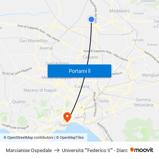 Marcianise Ospedale to Università ""Federico Ii"" - Diarc map