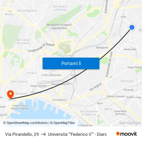 Via Pirandello, 29 to Università ""Federico Ii"" - Diarc map
