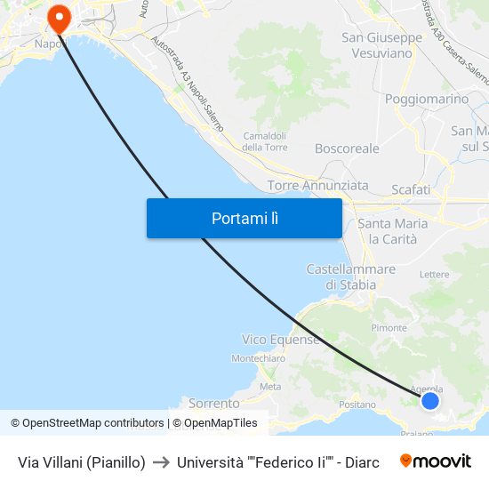 Via Villani (Pianillo) to Università ""Federico Ii"" - Diarc map