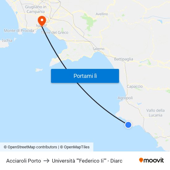 Acciaroli Porto to Università ""Federico Ii"" - Diarc map