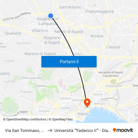 Via San Tommaso, 15 to Università ""Federico Ii"" - Diarc map