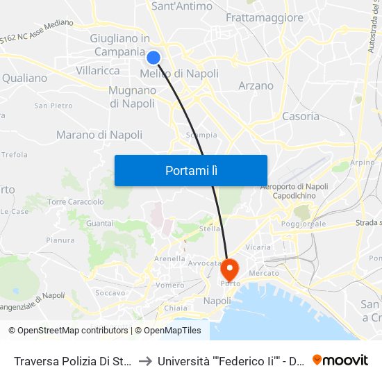 Traversa Polizia Di Stato to Università ""Federico Ii"" - Diarc map