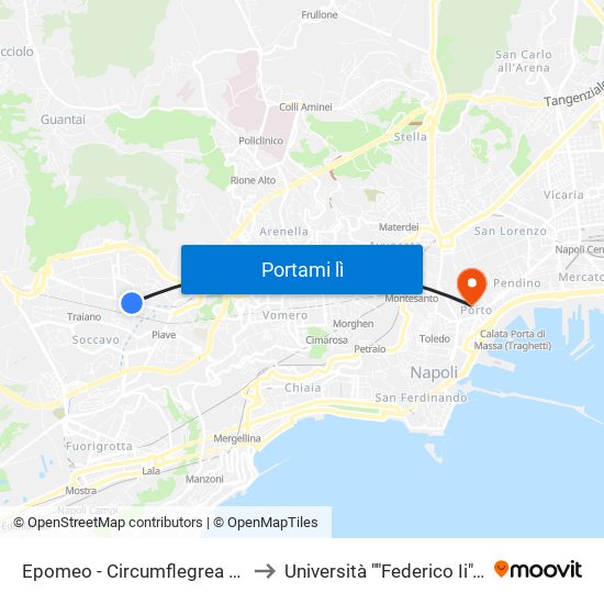 Epomeo - Circumflegrea Soccavo to Università ""Federico Ii"" - Diarc map