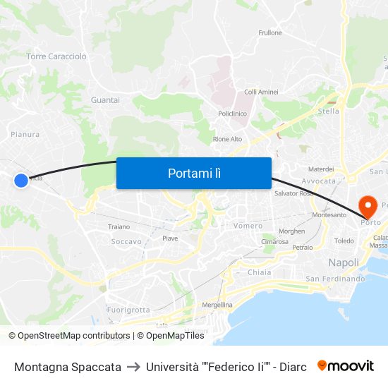 Montagna Spaccata to Università ""Federico Ii"" - Diarc map