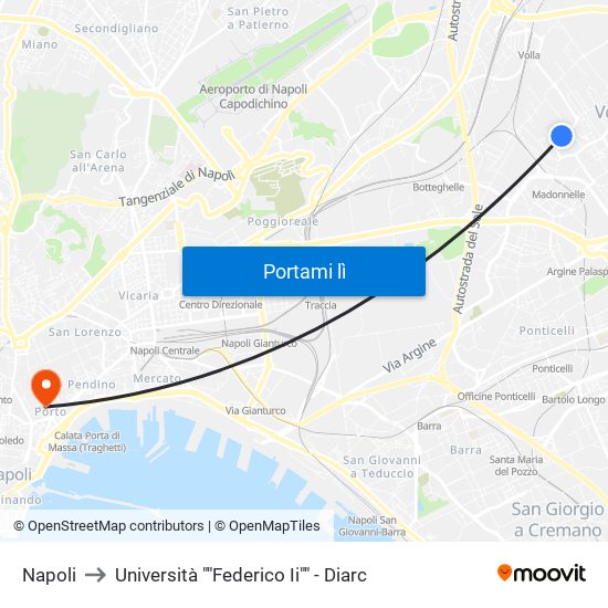 Napoli to Università ""Federico Ii"" - Diarc map