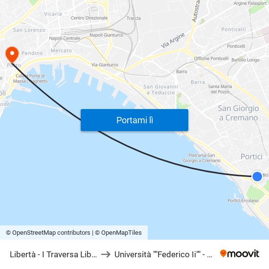 Libertà - I Traversa Libertà to Università ""Federico Ii"" - Diarc map