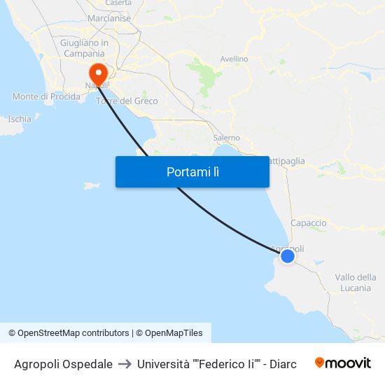 Agropoli Ospedale to Università ""Federico Ii"" - Diarc map