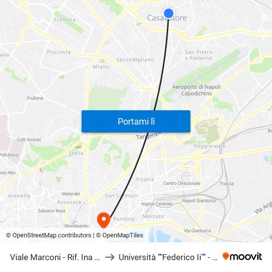 Viale Marconi - Rif. Ina Casa to Università ""Federico Ii"" - Diarc map