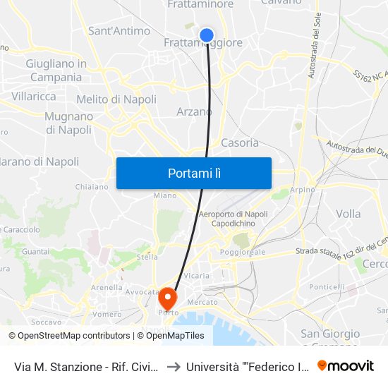 Via M. Stanzione - Rif. Civico N° 175 to Università ""Federico Ii"" - Diarc map