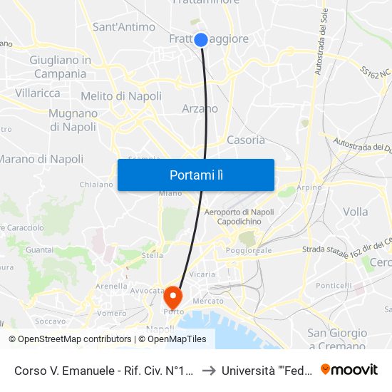 Corso V. Emanuele - Rif. Civ. N°116 (Scuola Media Capasso to Università ""Federico Ii"" - Diarc map