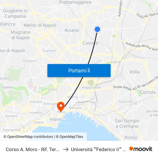 Corso A. Moro - Rif. Terminale to Università ""Federico Ii"" - Diarc map