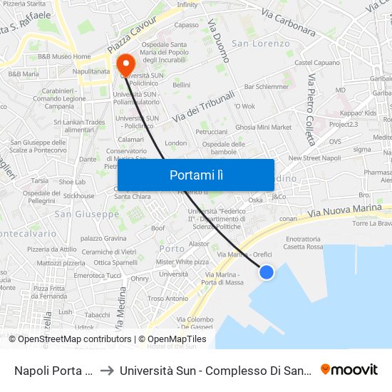 Napoli Porta Di Massa to Università Sun - Complesso Di Sant'Andrea Delle Dame map