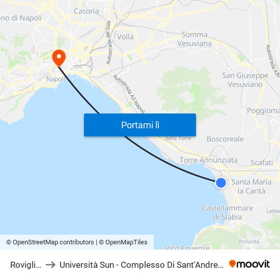 Rovigliano to Università Sun - Complesso Di Sant'Andrea Delle Dame map