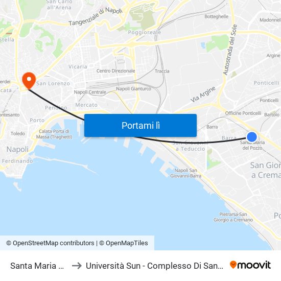 Santa Maria Del Pozzo to Università Sun - Complesso Di Sant'Andrea Delle Dame map