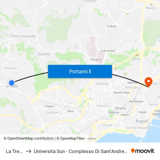 La Trencia to Università Sun - Complesso Di Sant'Andrea Delle Dame map