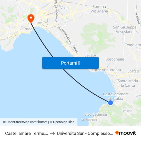 Castellamare Terme. St. Circumvesuviana to Università Sun - Complesso Di Sant'Andrea Delle Dame map