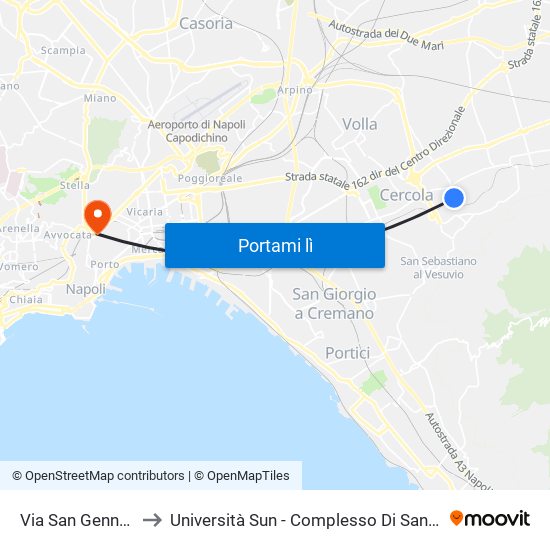 Via San Gennariello, 62 to Università Sun - Complesso Di Sant'Andrea Delle Dame map