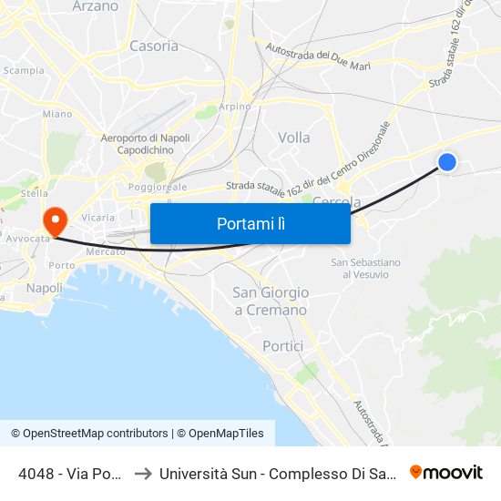 4048 - Via Pomigliano, 4 to Università Sun - Complesso Di Sant'Andrea Delle Dame map