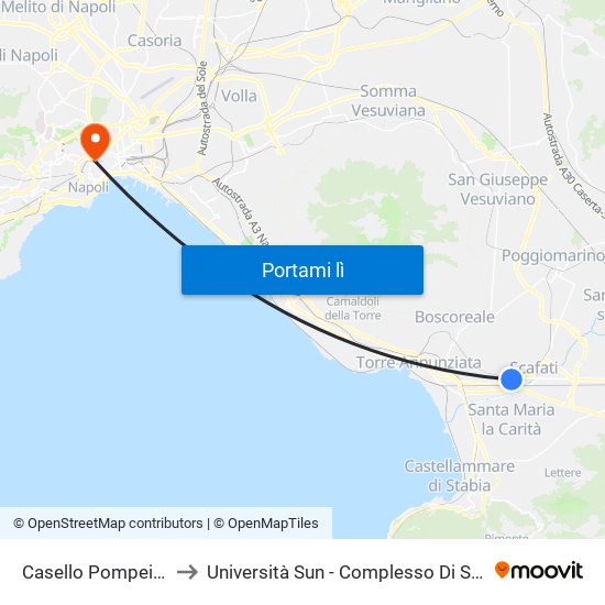 Casello Pompei Est - Scafati to Università Sun - Complesso Di Sant'Andrea Delle Dame map