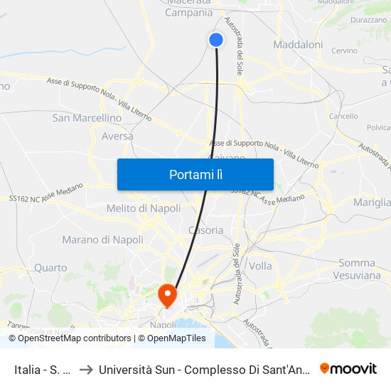 Italia - S. Croce to Università Sun - Complesso Di Sant'Andrea Delle Dame map