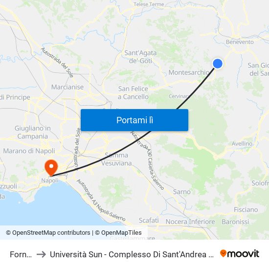 Fornillo to Università Sun - Complesso Di Sant'Andrea Delle Dame map