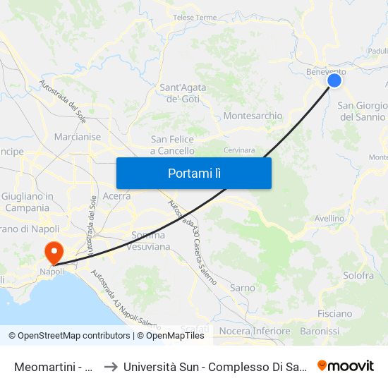 Meomartini - Cappuccini to Università Sun - Complesso Di Sant'Andrea Delle Dame map