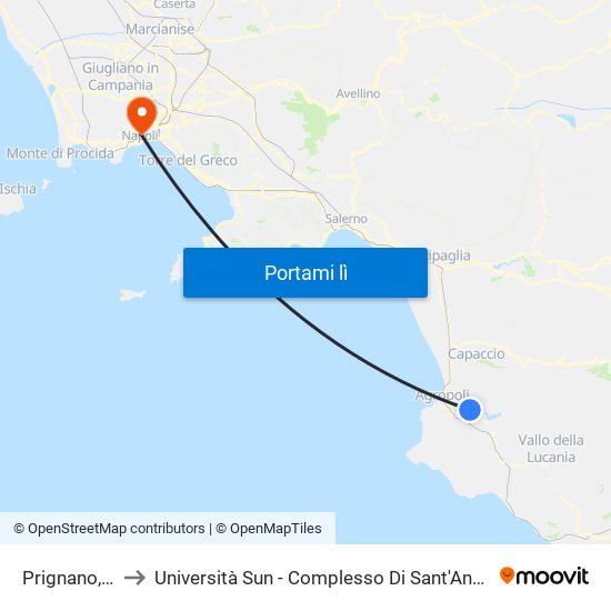 Prignano, Ss18 to Università Sun - Complesso Di Sant'Andrea Delle Dame map